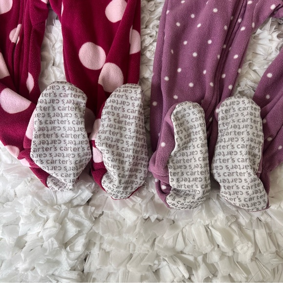 Girls Carter's Fleece One Piece Footed Pajamas SIZE 2T & 24M - Picture 7 of 11